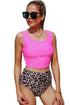 Square Neck Sleeveless Print Tankini Set
